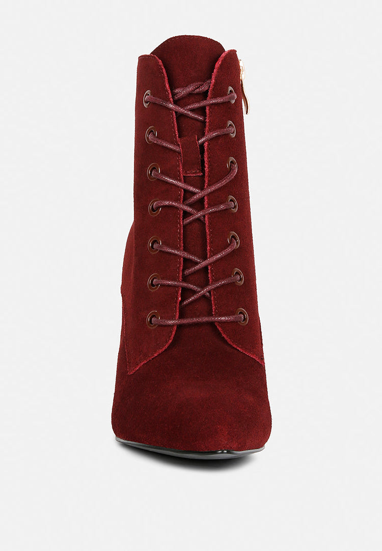 Sulfur Suede Leather Stiletto Ankle Boot