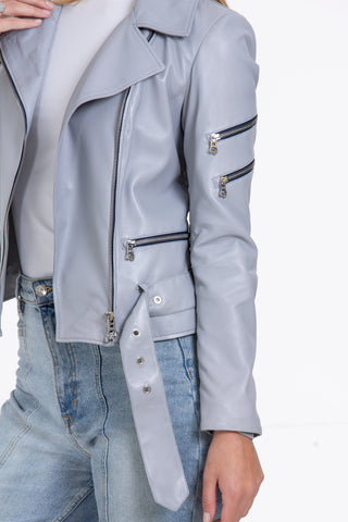 The Rodos Leather Gray Women Jacket
