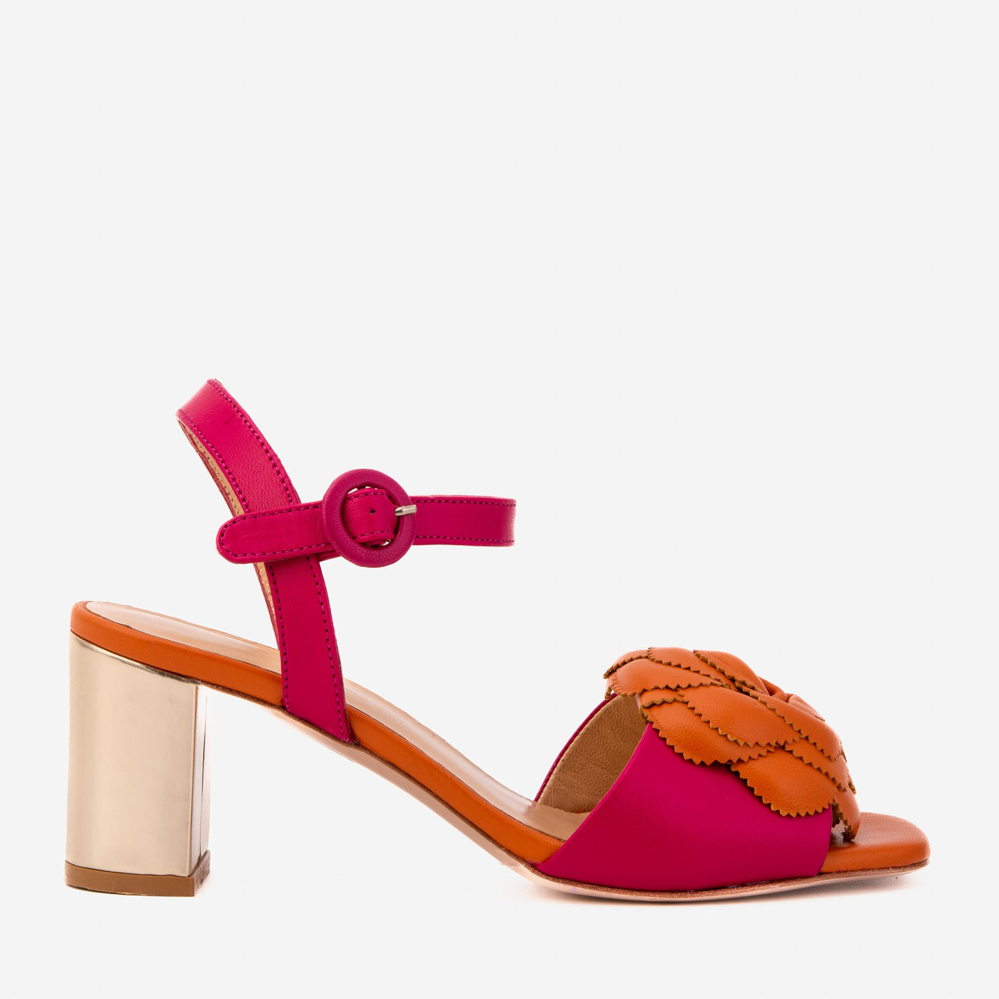 The Salerno Fuchsia Leather Women Sandal - Glamourous Grace