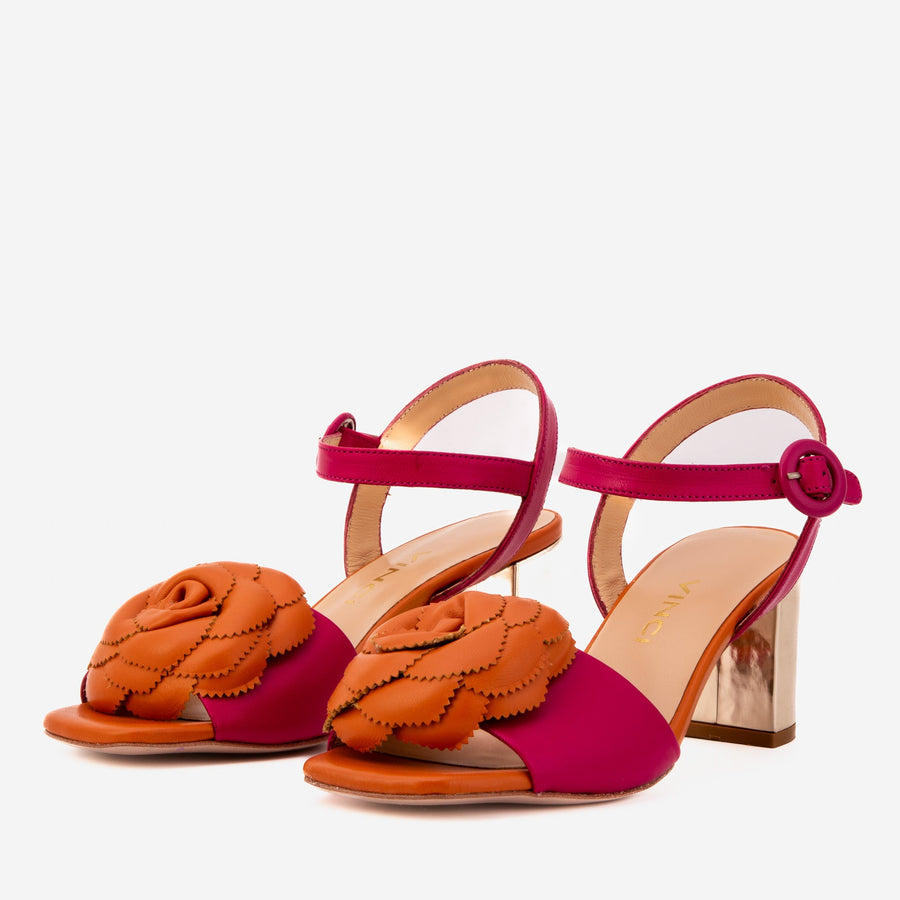The Salerno Fuchsia Leather Women Sandal - Glamourous Grace