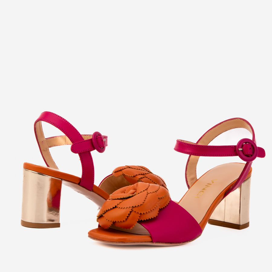 The Salerno Fuchsia Leather Women Sandal - Glamourous Grace