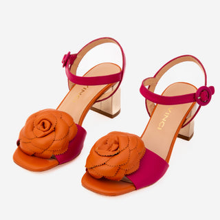 The Salerno Fuchsia Leather Women Sandal - Glamourous Grace