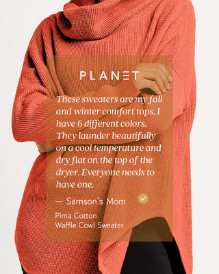 Pima Cotton Waffle Cowl Sweater - Black - Glamourous Grace