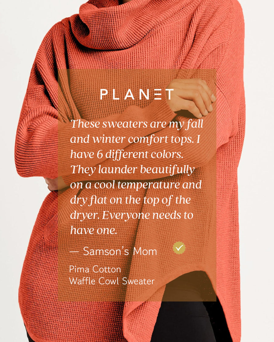 Pima Cotton Waffle Cowl Sweater - Black - Glamourous Grace