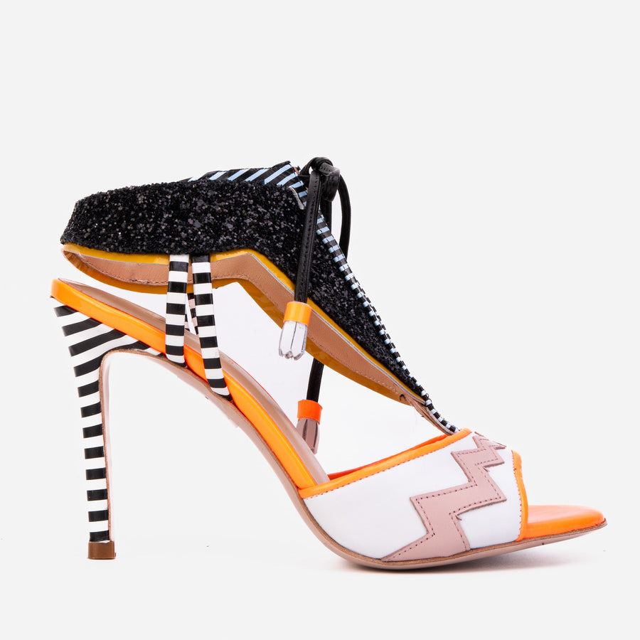The Santa Amaro Orange Glitter Leather Women Sandal - Glamourous Grace