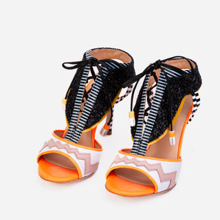 The Santa Amaro Orange Glitter Leather Women Sandal - Glamourous Grace