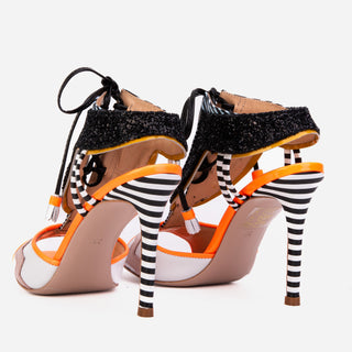 The Santa Amaro Orange Glitter Leather Women Sandal - Glamourous Grace