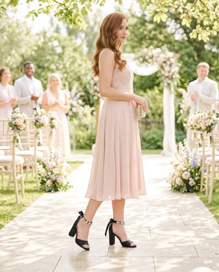 Satin Block Heel Evening Sandals with Navette Cluster Rhinestones Strap