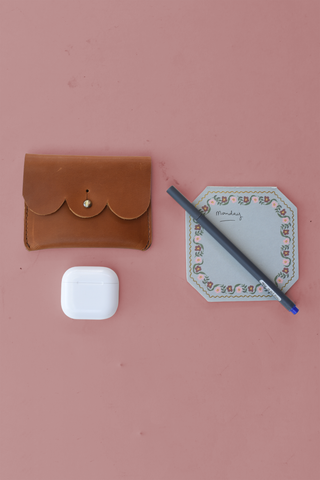 Scalloped Leather Card Carrier