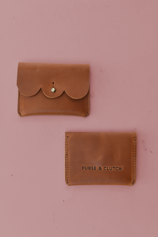 Scalloped Leather Card Carrier
