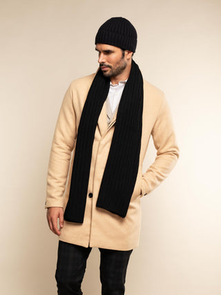 Napoli (black) - Italian 100% cashmere ribbed scarf (unisex) - Glamourous Grace