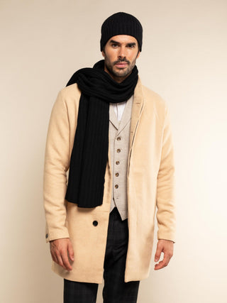 Napoli (black) - Italian 100% cashmere ribbed scarf (unisex) - Glamourous Grace
