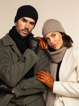 Napoli (black) - Italian 100% cashmere ribbed scarf (unisex) - Glamourous Grace