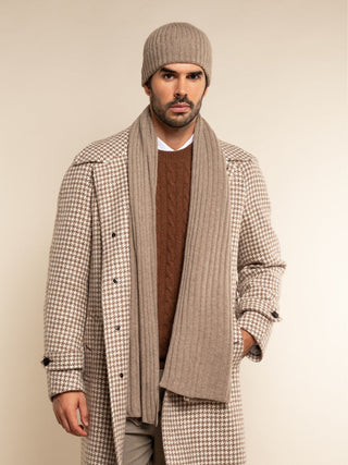 Napoli (brown) - Italian 100% cashmere ribbed scarf (unisex) - Glamourous Grace