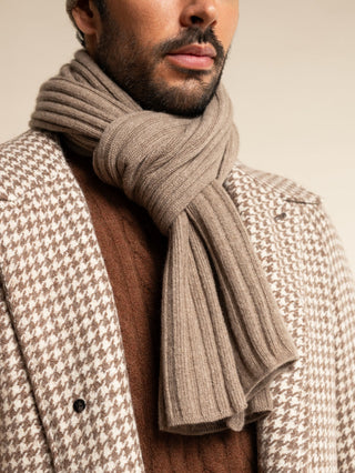 Napoli (brown) - Italian 100% cashmere ribbed scarf (unisex) - Glamourous Grace
