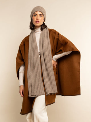 Napoli (brown) - Italian 100% cashmere ribbed scarf (unisex) - Glamourous Grace