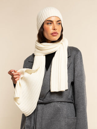 Napoli (cream) - Italian 100% cashmere ribbed scarf (unisex) - Glamourous Grace