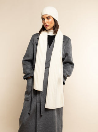 Napoli (cream) - Italian 100% cashmere ribbed scarf (unisex) - Glamourous Grace