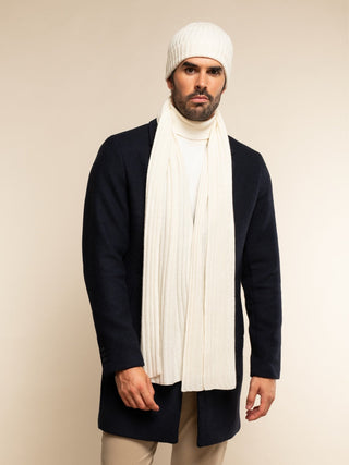 Napoli (cream) - Italian 100% cashmere ribbed scarf (unisex) - Glamourous Grace
