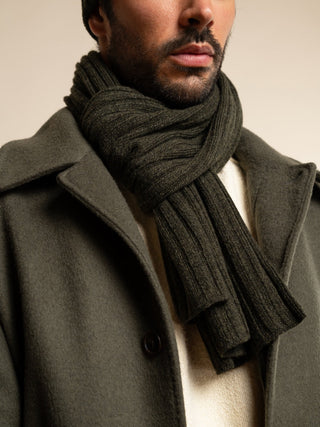 Napoli (dark green) - Italian 100% cashmere ribbed scarf (unisex) - Glamourous Grace