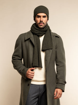 Napoli (dark green) - Italian 100% cashmere ribbed scarf (unisex) - Glamourous Grace