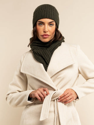 Napoli (dark green) - Italian 100% cashmere ribbed scarf (unisex) - Glamourous Grace