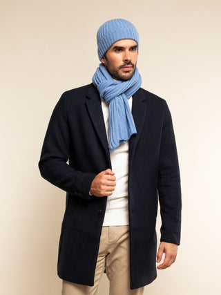 Napoli (light blue) - Italian 100% cashmere ribbed scarf (unisex) - Glamourous Grace