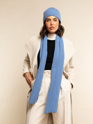Napoli (light blue) - Italian 100% cashmere ribbed scarf (unisex) - Glamourous Grace