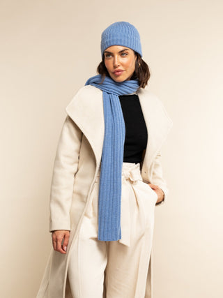 Napoli (light blue) - Italian 100% cashmere ribbed scarf (unisex) - Glamourous Grace