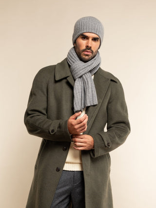 Napoli (light grey) - Italian 100% cashmere ribbed scarf (unisex) - Glamourous Grace
