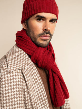 Napoli (red) - Italian 100% cashmere ribbed scarf (unisex) - Glamourous Grace