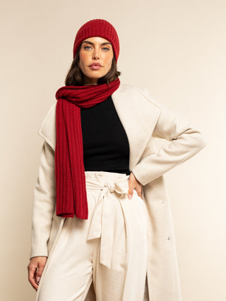 Napoli (red) - Italian 100% cashmere ribbed scarf (unisex) - Glamourous Grace