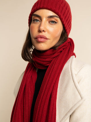 Napoli (red) - Italian 100% cashmere ribbed scarf (unisex) - Glamourous Grace