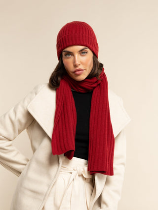 Napoli (red) - Italian 100% cashmere ribbed scarf (unisex) - Glamourous Grace