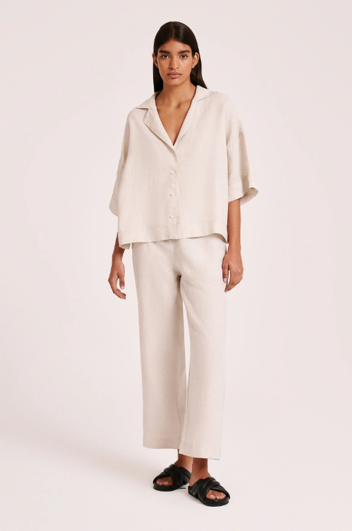 Lounge Linen Crop Pant | Natural - Glamourous Grace