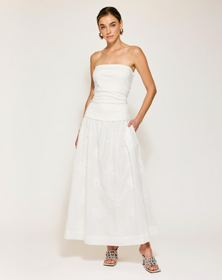 Emberly Mix- Media Dress | White