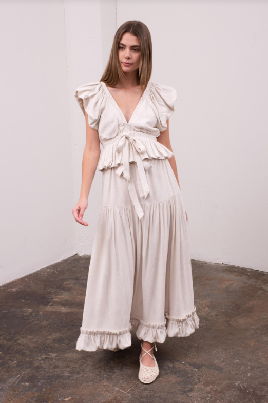 Kai Bubble Sleeve Top | Natural - Glamourous Grace