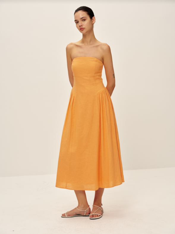 Cello Linen Dress | Orange - Glamourous Grace