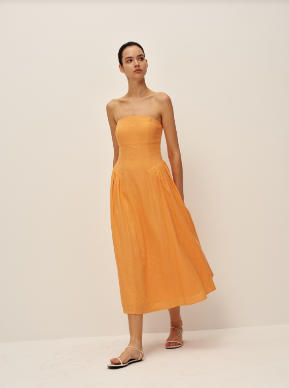 Cello Linen Dress | Orange - Glamourous Grace