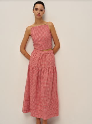Jamie Midi Skirt Red Gingham