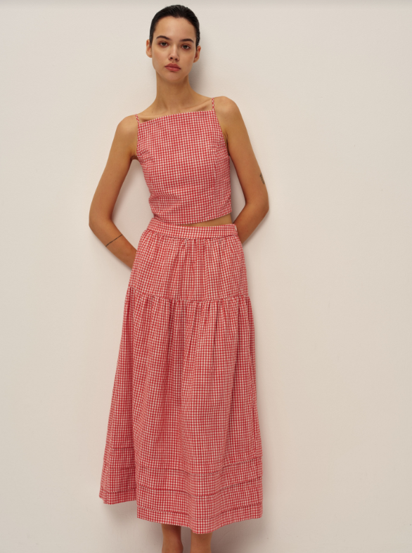 Jamie Midi Skirt Red Gingham - Glamourous Grace