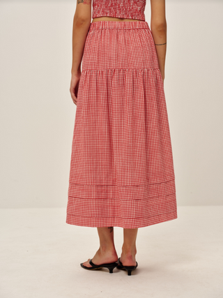 Jamie Midi Skirt Red Gingham