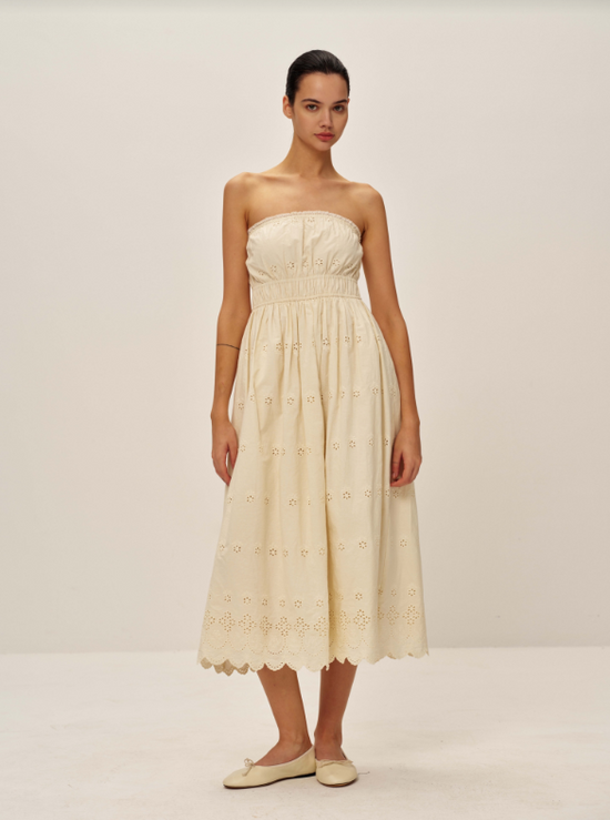 Bea Eyelet Off The Shoulder Dress | Ecru - Glamourous Grace