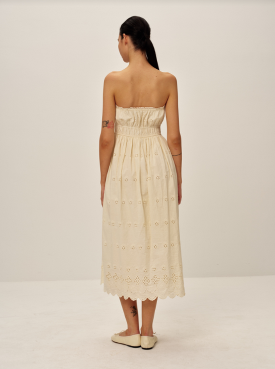 Bea Eyelet Off The Shoulder Dress | Ecru - Glamourous Grace