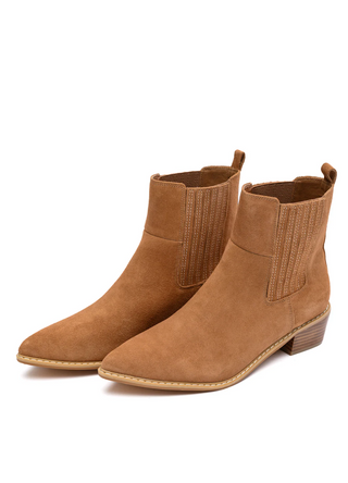 Leonor Suede Ankle Boot in Tan - Glamourous Grace