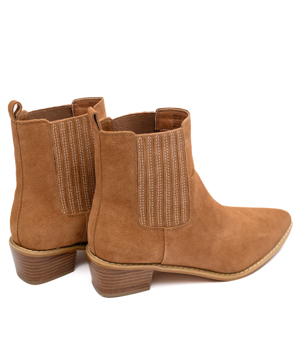 Leonor Suede Ankle Boot in Tan - Glamourous Grace