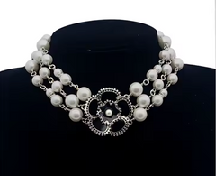 Pearl Flower Choker Necklace