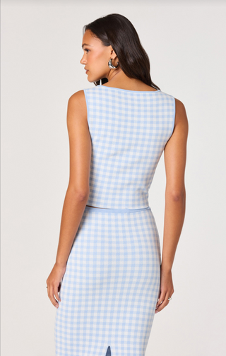 Babbett Blue Gingham Sweater Top - Glamourous Grace