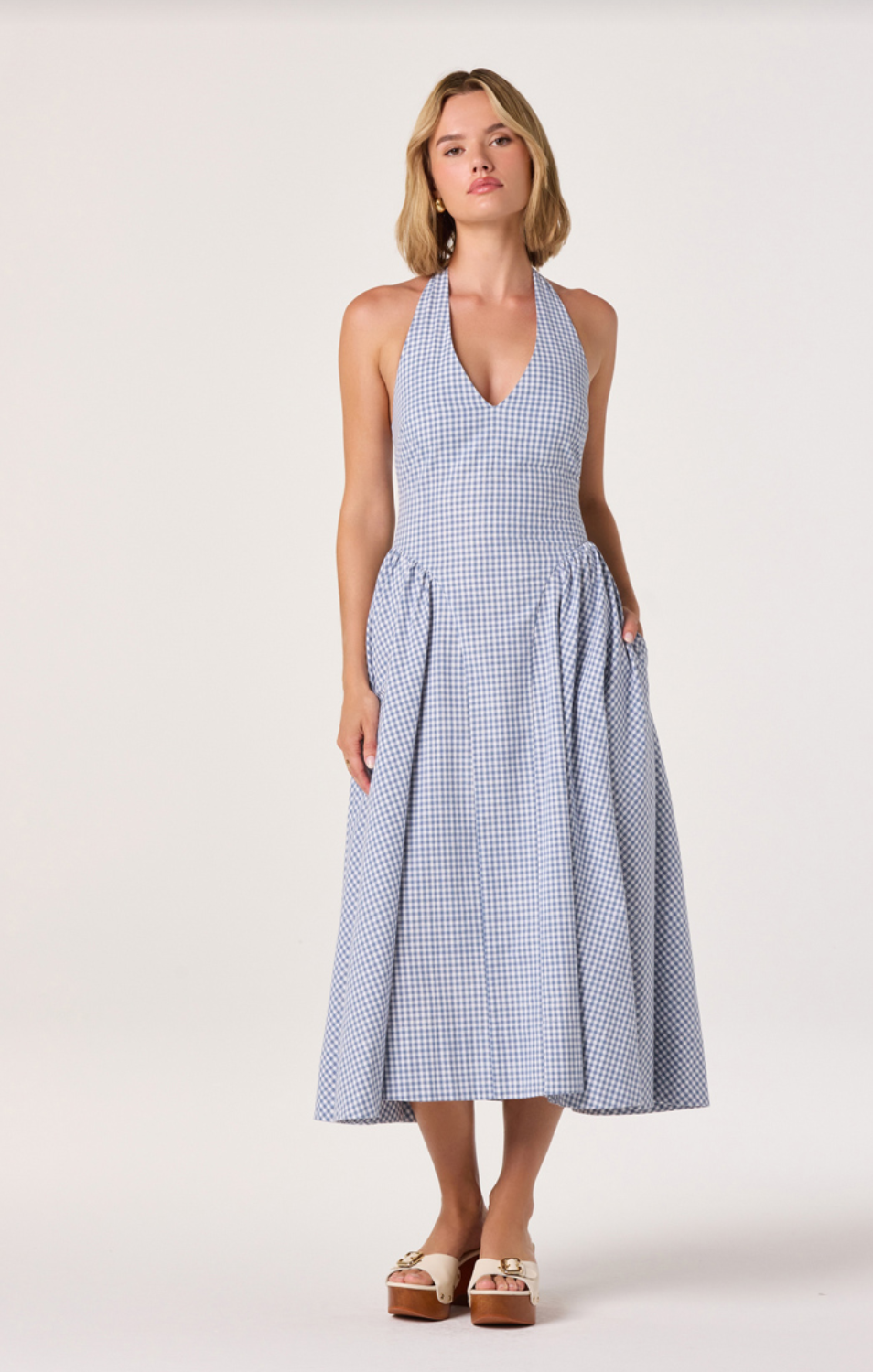 Meana Blue Gingham Dress - Glamourous Grace