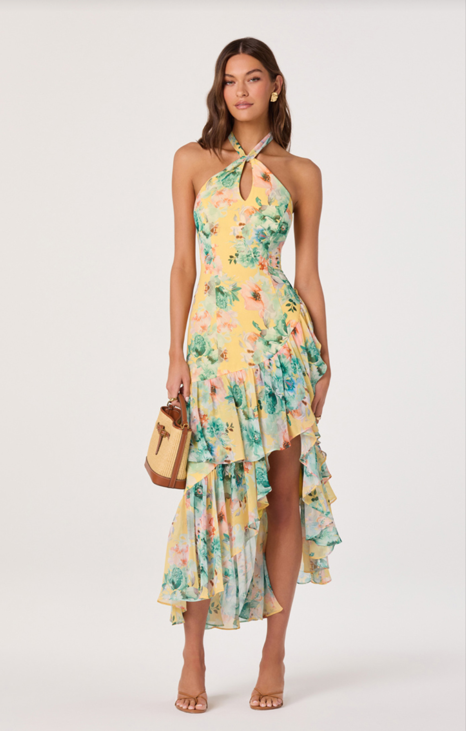 Bethina Yellow Green Floral Dress - Glamourous Grace